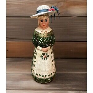 Mrs. Butterworth Hand Painted Dressed For Christmas FolkArt Glass Syrup Bottle